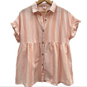 I JOAH Soft Red & White 100% Cotton Oversized Summer Top